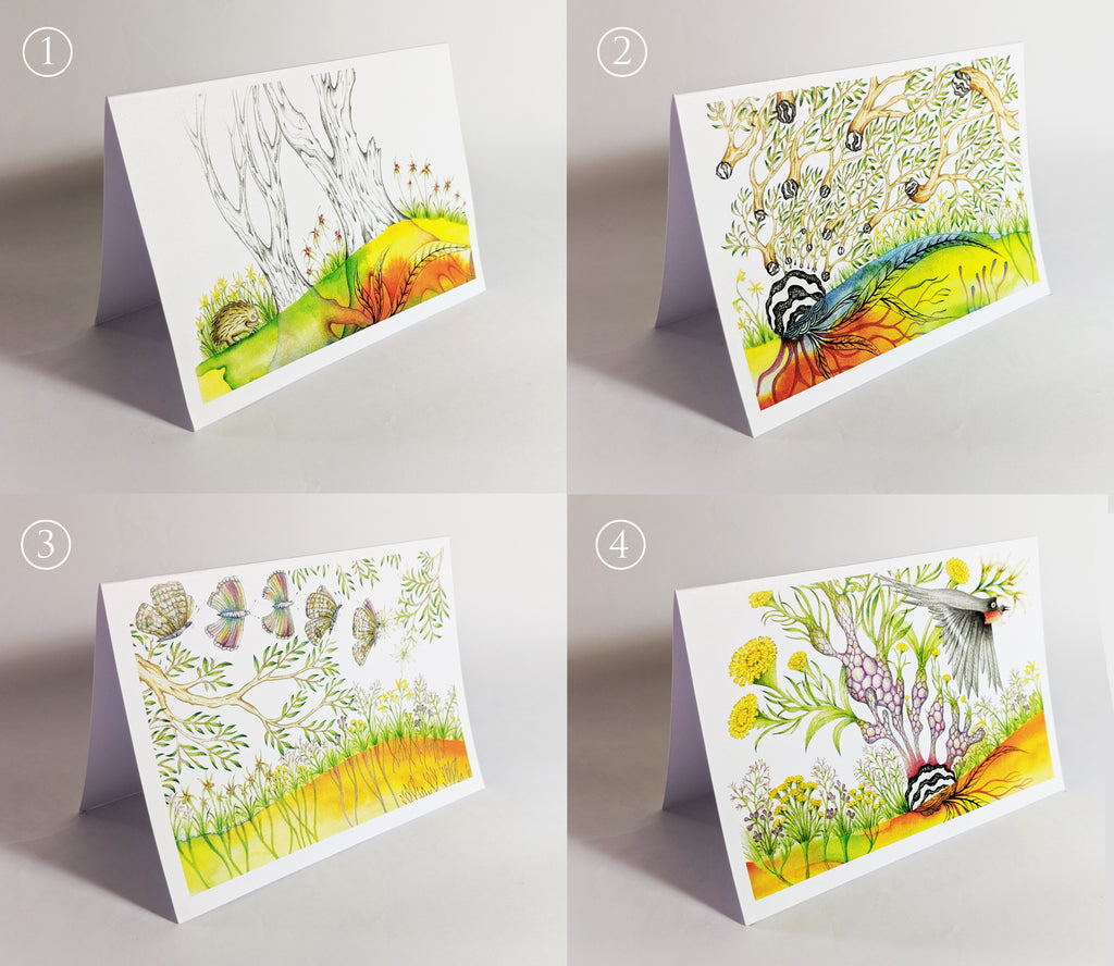 From The Ground Up We All Connect  ( 4 x Greeting Card Set )